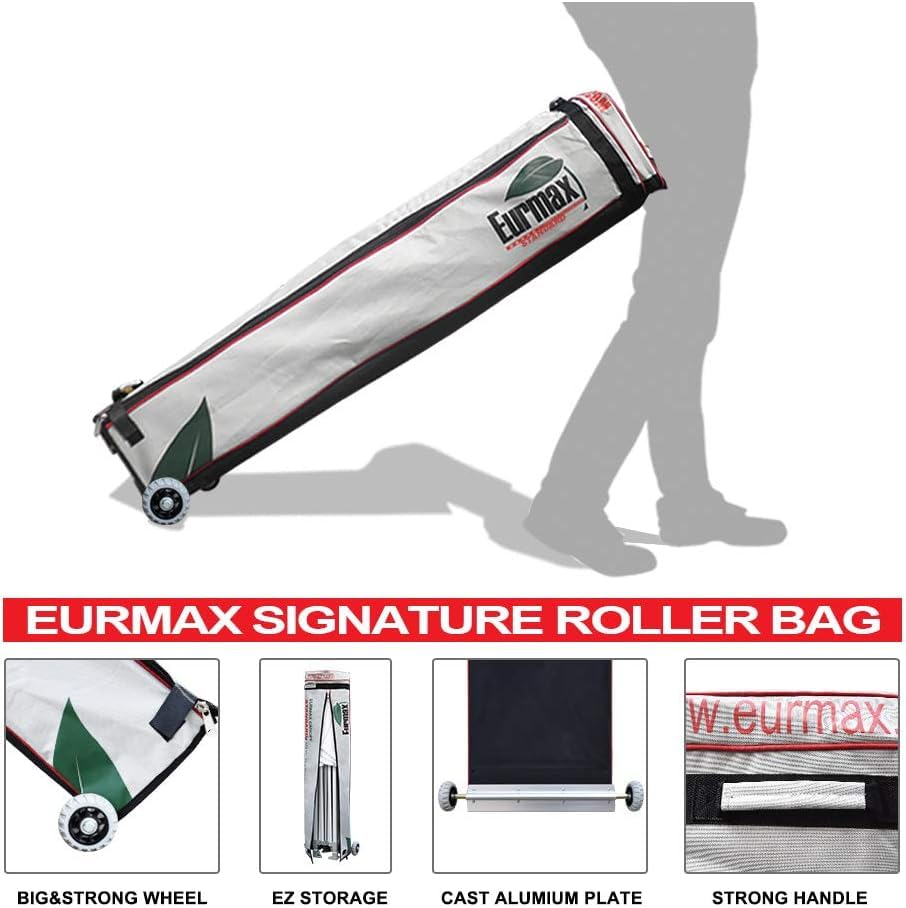 Eurmax USA 10x15ft Pop Up Canopy, Commercial Instant Tent for Outdoor Events, Patented No-Tip Rolling Storage Bag with 4 Sandbags,UV & Water Resistant,Heavy Duty Portable Shelter Gazebo,Stripe Red - color: Stripe Red, size: 10x15