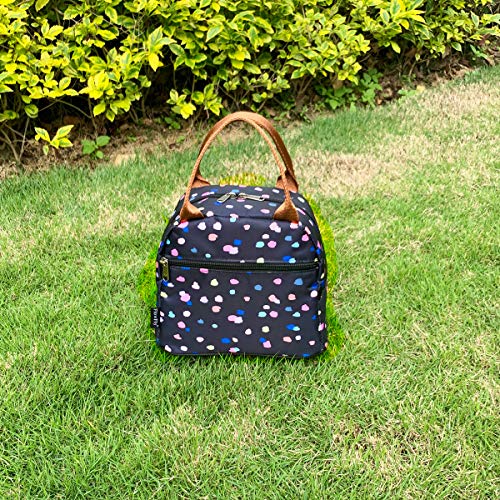 FlowFly Insulated Lunch Cooler Bag - Tote Organizer for Women/Men, Black Flower - color: Black Flower