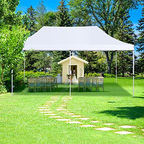 COBIZI 10x20 Pop Up Canopy with 4 Sidewalls, Conical Party Tent 10x20 with 3 Adjustable Height Waterproof, UV-Resistant with Carry Bag, Sandbag, Stake, Ropes for Parties, Commercial (Frame Upgraded) - color: White, size: 10x20FT with 4 sidewalls