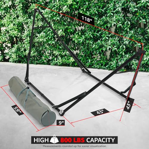 Tranquillo Unity Adjustable Hammock Stand, 800 lbs Capacity Steel Double Hammock Stand for 2 Persons, Premium Pre-Assembled Stand for Indoor Outdoor, Frame Black - color: 5. Frame Black, size: Large