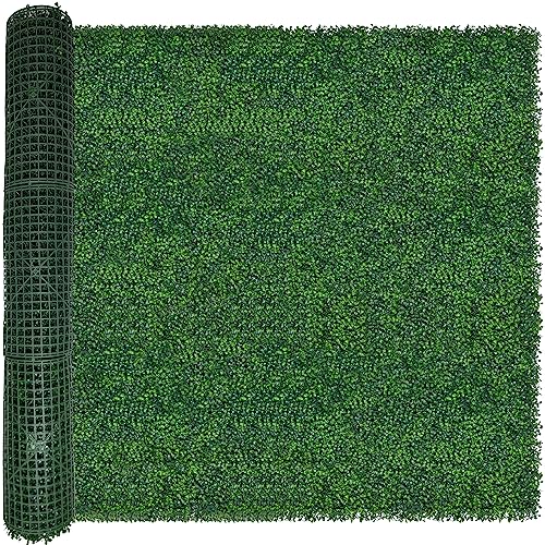 ODTORY Artificial Boxwood Roll: 60 X 120 in (50 sqft) UV-Anti Faux Ivy Boxwood Hedge Leaf Grass Wall for Patio Balcony Privacy, Garden, Backyard Greenery Wall Backdrop and Fence Decor - size: 5 ft x 10 ft- Boxwood