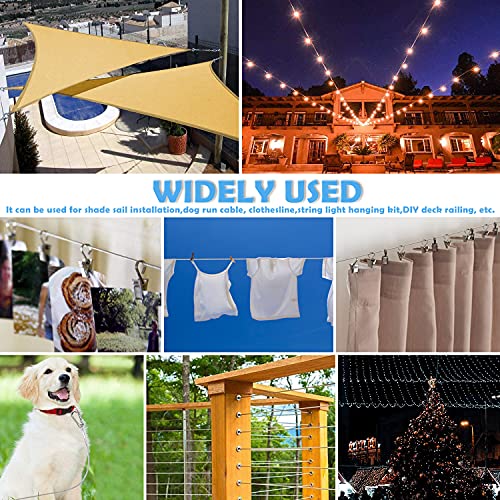 84 Pcs Sun Shade Sail Hardware Kit with Cable Wire Rope for Rectangle Square Triangle Shade Sail Installation, 6 inch 304 Grade Stainless for Garden,Outdoors,DIY Crafts,Railing - size: 84 Pcs Hardware Kits+Cables for Rectangle/Triangle