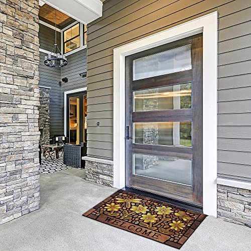 Durable Door Mat Welcome Mat Indoor Outdoor,17x30 Inch Heavy Duty Non-Slip Rubber Front Door Mat Outside Entrance Rug,Apply to Home High Traffic Area, Patio, Farmhouse，Entryway Floor Mats - size: 1'6" x 2'6" (Rectangular)