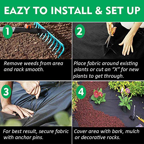 Premium 5oz Pro Weed Barrier Landscape Fabric Ground Cover Heavy Duty Commercial Anti-Weed Gardening Mat, 3ft x 250ft, Black - size: 3ftx250ft
