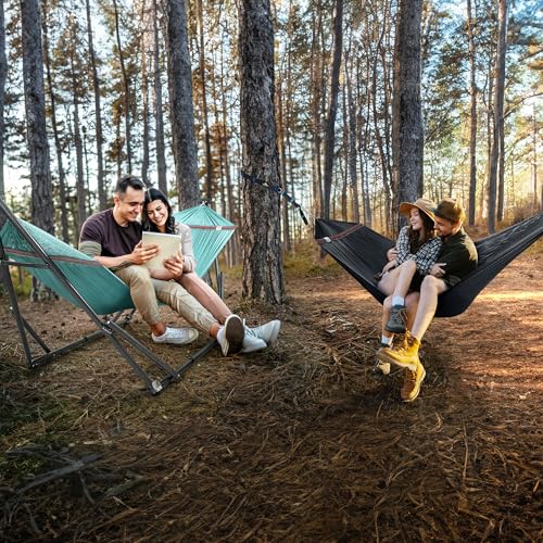 Tranquillo Combo x2 Hammocks with Stand for Outside & Tree Straps, Heavy Duty Hammock with Stand 600lbs for Indoor Outdoor Patio Backyard, x2 Hammocks for 2 Person (Combo - Sky, Medium) - color: Combo - Sky