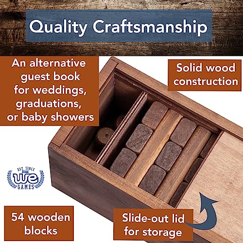 WE Games Wooden Block Stacking Party Game for Adults, Tumble Tower Wedding Guest Book Alternative, Tabletop Games, Includes Storage Case, 12 inches - color: Walnut Stained Wood