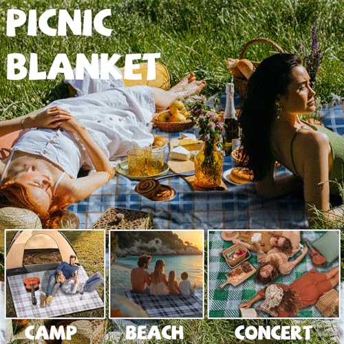 Extra Large Picnic Blankets Fortable 80x80 Oversized Waterproof Sandproof Outdoor Beach Blanket Camping Grass Mat Travel Essential Camper Accessories Glamping Items Hiking Supplies Hiker Necessities - color: Navy