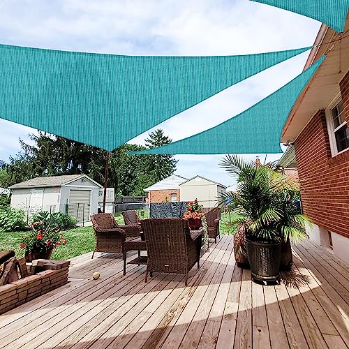 Patio Paradise 3' x 3' x 3' Sun Shade Sail Triangle Canopy Shade Cloth Fabric Sunlight Block Patio Pergola Cover HDPE Deck Awning for Outdoor Backyard Roof Shading, Turquoise - color: Turquoise, size: 3' x 3' x 3'
