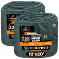 Xpose Safety Heavy Duty Green Mesh Tarp 10' x 20' (2-Pack) – 70% Sunblock Shade Cloth with Grommets for Garden, Fence, Privacy Screen, Canopies, Dump Trucks, Pool Cover – Tear & Weather Resistant - color: Green, size: 10' x 20' (2-Pack)