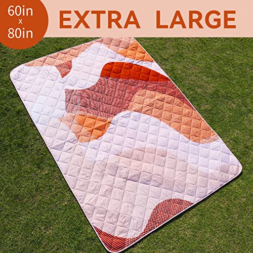 Whale Flotilla Extra Large Waterproof Picnic Blankets 60"x80", Foldable Lightweight Outdoor Blanket for Camping, Hiking, Traveling, Soft Portable Easy to Clean Picnic Mat for Beach Grass Park, Brown - color: Brown