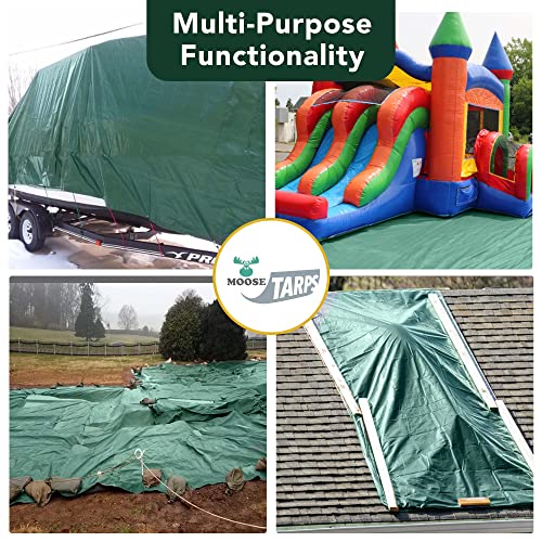 Waterproof Heavy Duty Tarp, 20x30 Foot, Reversible Green and Brown, 12 Mil Thick Poly Sheet for Wood, Furniture, Boat, Pool, Roof and Camper, Tear Resistant Shelter Cover - size: 20' x 30'