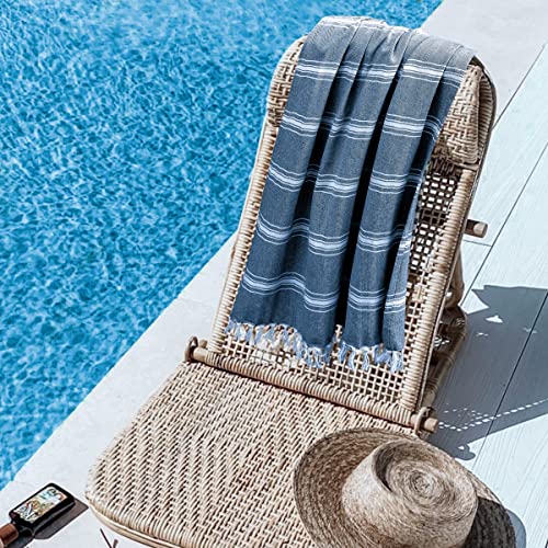 Belizzi Home Turkish Beach Towel -Large Beach Towels Oversized 2 Pack - Soft Durable Compact Lightweight Quick Dry Sand Free Bath Pool Towel Set for Beach Gifts Clearance Vacation Travel - Navy Blue - color: Navy, size: 2 Pack