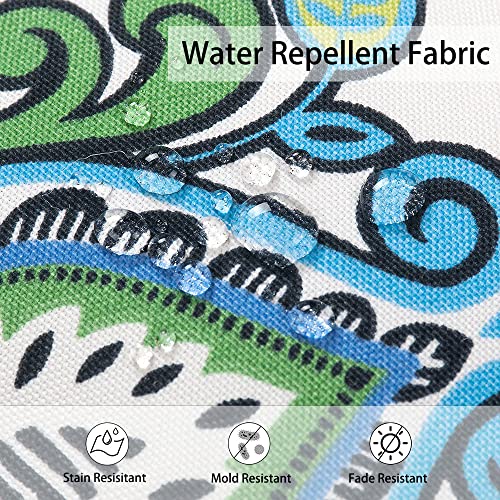 Magpie Fabrics Indoor Outdoor Waterproof Square Chair Cushion, 18" x 18" x 2.5", 2 Pack, Water Resistant Seat Cushions, for Patio Garden Office, Phoenix Blue Green - color: Phoenix Blue Green