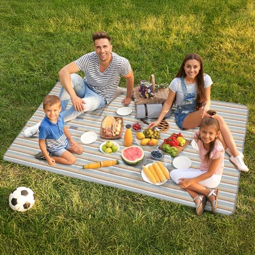 Carstens, Inc. Easy Pack Water Resistant Sandproof Woven Picnic Blanket, Lightweight Foldable Outdoor Camping Beach Mat, Large 60"x80", River Rock - color: River Rock