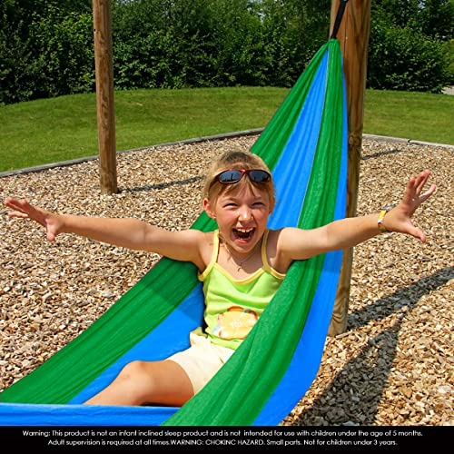 GRASSMAN Kids Hammock-Small Camping hammocks, Portable Camping Gear for Child Indoor/Outdoor use, with Tree Straps & Carabiners Blue & Green - color: Blue, size: one pack