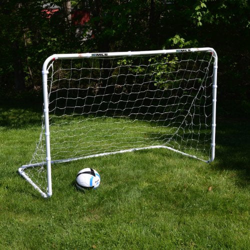 Franklin Sports Competition Soccer Goals - Backyard Portable Steel Soccer Goals - Adult + Youth Soccer Goal with Net + Ground Stakes Included - Multiple Sizes + Colors - color: Silver, style: Non-Folding 6' x 4'