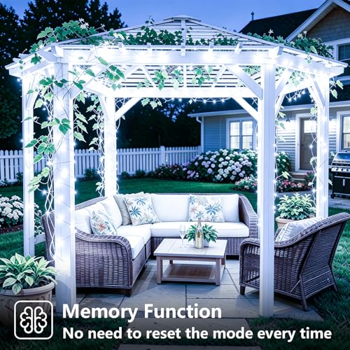 YEGUO 4 Pack White Solar Fairy Lights, Each 33ft 100 LED Christmas Lights Outdoor Waterproof, 8 Modes Sliver Wire Solar String Lights - color: White