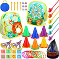 Yunsailing 63 Pcs Carnival Outdoor Games Set for Kids Include Animal Bean Bag Toss Plastic Cones Ring Toss Egg and Spoon Race, Field Yard Lawn Outdoor Game, Gift for Birthday Party