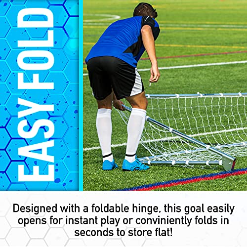 Franklin Sports Competition Soccer Goals - Backyard Portable Steel Soccer Goals - Adult + Youth Soccer Goal with Net + Ground Stakes Included - Multiple Sizes + Colors - color: Silver, style: Folding 6' x 4'