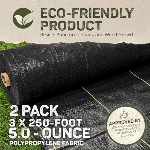 Dewitt 3 x 250 Feet Commercial and Home Garden Landscape Weed Block Barrier, Ideal as Fabric for Yards, Grounding Sheets, Fake Rock, or Floor Mat - size: 2 Pack, style: 3' x 250'