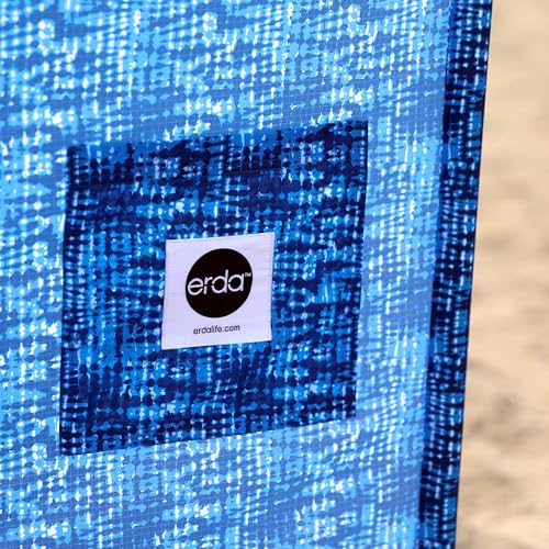 erda Tide Dye Pro Beach Recycled Polyester Rip-Stop 20 ft Lightweight Windscreen, Privacy Screen, Wind Blocker, Free Matching Shoulder Bag (NEW Mahogany Wood Poles)