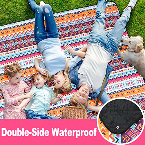 PY SUPER MODE Picnic Blankets Extra Large, Waterproof Foldable Outdoor Beach Blanket Oversized 83x79” Sandproof, 3-Layer Picnic Mat for Camping, Hiking, Travel, Park, Concerts-Bohemian Brown - color: Bohemian Brown