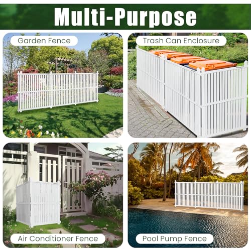 Air Conditioner Fence 3 Panels, 36" W x 45" H Outdoor Trash Can Fence, Easy Assembly Decorative Privacy Screen for AC Units & Pool Equipment - size: 36"W X 45"H-3 Panels Vertical
