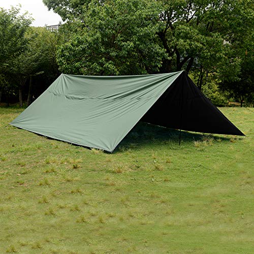 Wind Tour Portable Multifunctional Outdoor Camping Traveling Awning Backpacking Tarp Sunshade Lightweight UV Protection and PU 3000mm Waterproof Rain Fly Tarp Shelter (118 * 177 inches) - size: 118×177 inches