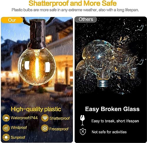 Svater Outdoor String Lights 300 FT, Patio Lights Outside with 156 G40 Shatterproof LED Bulbs, Waterproof Hanging Globe Lighting for Bistro Backyard Cafe Market, Warm White 2700K（3 x 100 FT） - size: 300FT