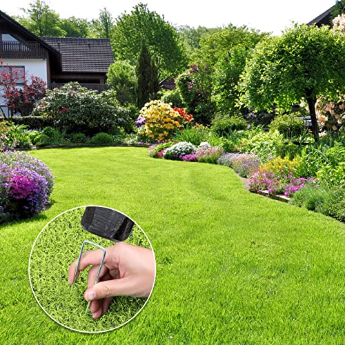 24 Pack Garden Stakes, U-Shaped Tent Stakes, Galvanized Landscape Staples, Ground Stakes, for Landscaping Securing Weed Barrier Fabric, Irrigation Tubing, Holding Fence, Tarpaulin - size: 24 Pack