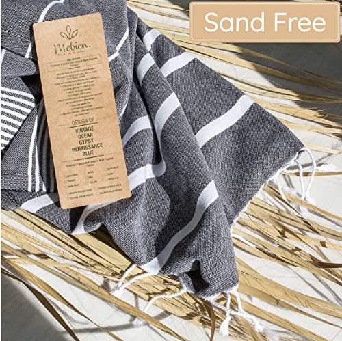 Premium Turkish Beach Towel – 100% Cotton, Quick Dry, Sand Free, Oversized Quick Dry Towel 35”x 67” – Ideal for Travel, Pool, and Beach Blanket – Black Color - color: Black