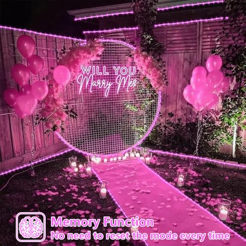 YEGUO Solar Rope Lights Outdoor Waterproof, 66ft 200 LED Pink String Lights, 8 Modes Fairy Lights in Clear Thin Tube - color: Pink