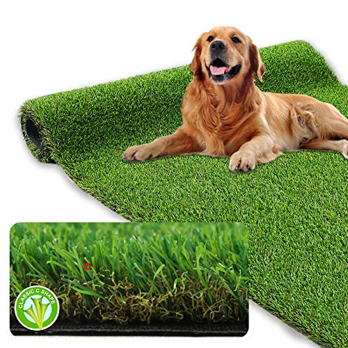 XLX TURF Realistic Artificial Grass Outdoor 4 FT x 6 FT - Pets Friendly Fake Grass Rug for Dogs for Patio Balcony Carpet, 1.38 Inch High Pile - size: 4' x 6' (Rectangular)