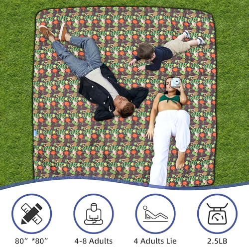 Outdoor Picnic Blanket Brown Tree 80"x80" Large Sandproof Beach Blanket Waterproof Picnic Blankets Foldable for Caming, Beach, Outdoor Activities. - color: Browntree, size: 80"x80"