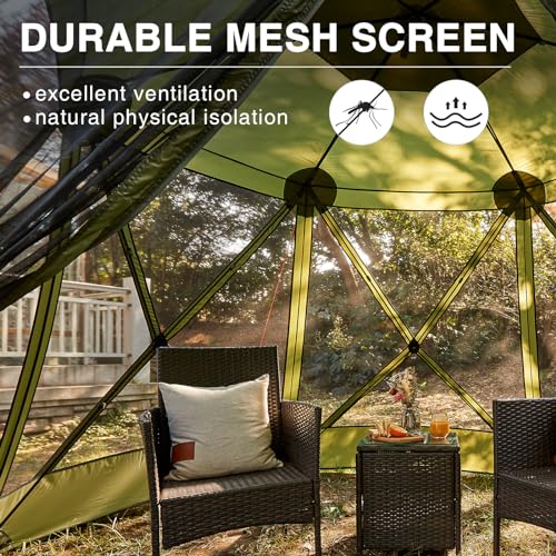 EVER ADVANCED Pop up Screen House Tent for Camping 11.5 x 9.8 ft, Instant Screened Gazebo Canopy with Netting, Portable Shelter Enclosure for Outdoor, Backyard - color: Army Green