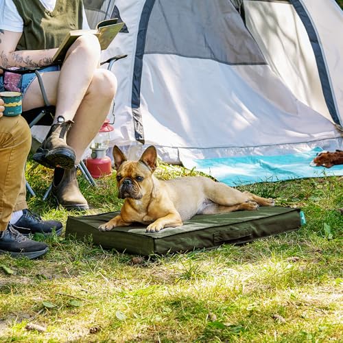 FurHaven Gridded Ripstop All-Weather Deluxe Orthopedic Mattress Pet Bed, Olivine, Medium - color: Olivine, size: Medium