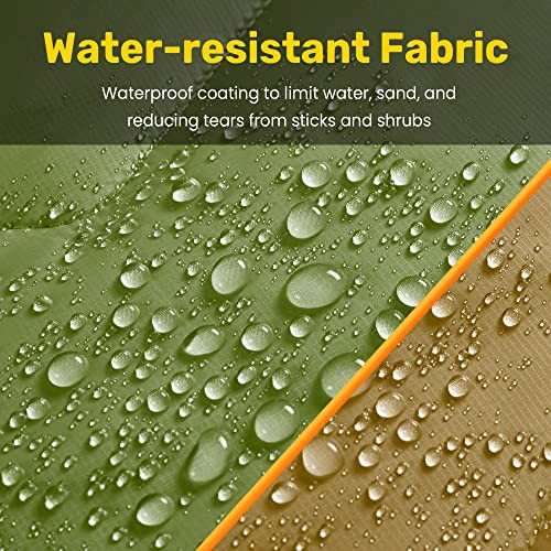UNIKOME Waterproof Puffy Camping Blanket - Lightweight Packable Outdoor Quilt with Snaps & Corner Loops, Warm Compact Blanket for Cold Weather Hiking Picnic Stadium Travel, 75"×52", Army Green&Brown - color: 02 Army Green&brown