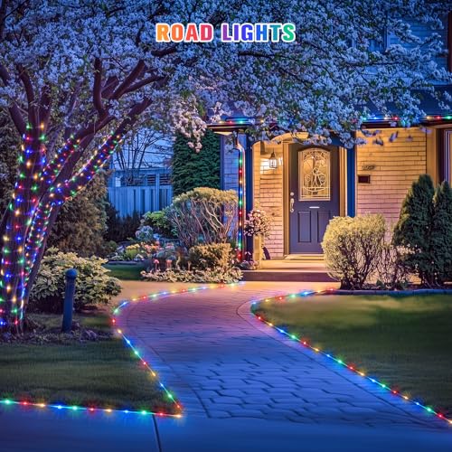 JMEXSUSS 2 * 200 LED Solar Rope Lights, 66ft IP 65 Waterproof Camping Light Outdoor, 8 Modes Trampoline Accessories Solar Trampoline Lights for Camp Ladder Slide Tent (Multicolor) - color: Multicolor, size: 2*200 LED