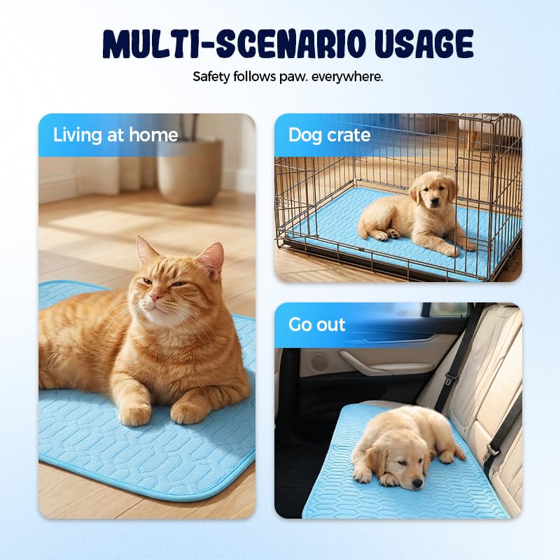 HISKI Dog Cooling Mat, Cool Gel Mat with Long-Lasting Cool, Waterproof Fabric Portable Cooling Pad for Pets, Summer Dog Cooling Mat, Portable and Easy to Clean (Blue, X-Large) - color: Blue, size: X-Large