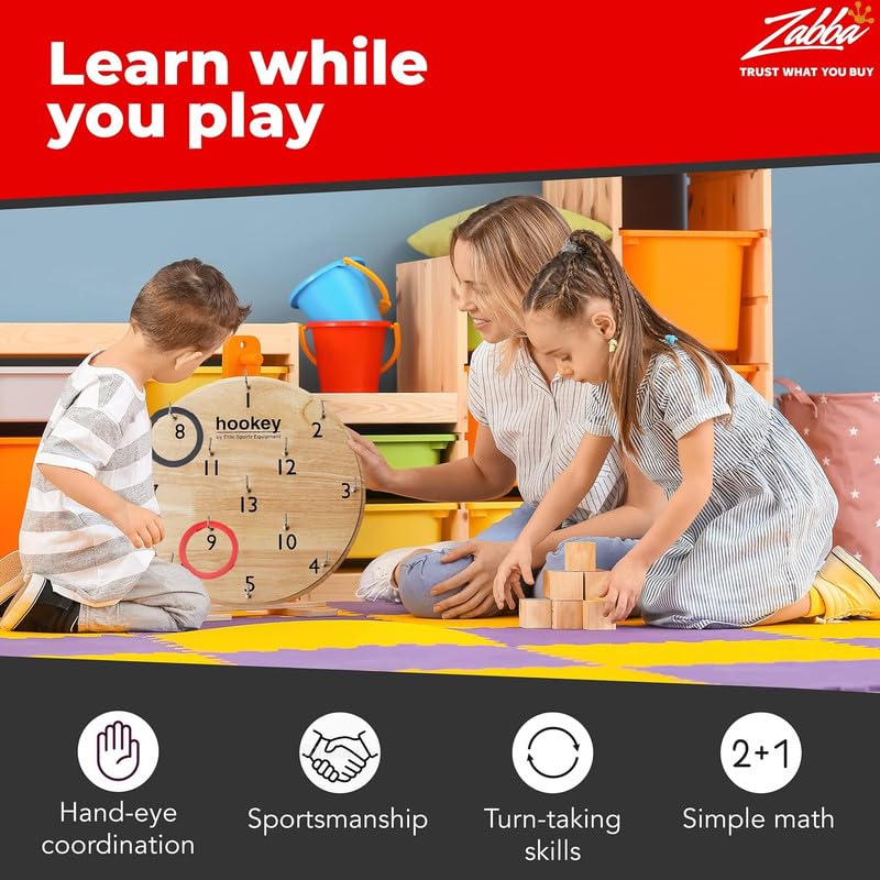 Elite Sportz Equipment Ring Toss Game | Sturdy Wooden Board Set for Kids Outdoor Games | Camping Activities - Adults & Kids Picnic - size: 12"