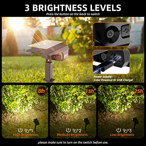 LEREKAM Solar Lights Outdoor Waterproof Landscape Lights, 40 LEDs Solar Spot Lights Outdoor Spotlights with 3 Light Modes, USB & Solar Powered Garden Yard Wall Lights Auto On/Off for Patio 6 Pack - color: Cool White, size: 6 Pack