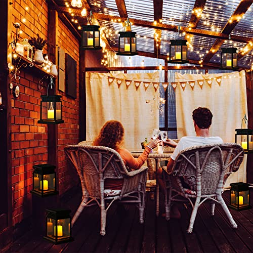 Yexiya 18 Pcs Hanging Solar Lanterns Outdoor Garden Candle Lights Black Waterproof LED Solar Lanterns Lights for Garden Yard Deck