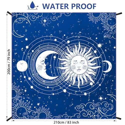 WIWIGO Beach Blanket Waterproof Sandproof Beach Mat 79" X 83"/10'x9'for 2-8 Adults Quick Drying Outdoor Picnic Mat Beach Accessories for Travel, Camping, Hiking - color: Bluesun, size: 79" X 83"（1-4person）