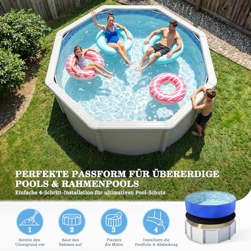 UIRWAY 15FT Round Pool Liner Pad, [2026 New Pool Pad 300G/M² Thicker] Heavy Duty Seamless Under Pool Mat Padding for Above Ground Pools, Black Pool Floor Pad to Prevent Punctures, Geotextile Material - size: Round-15ft