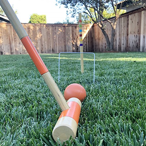 GoSports Six Player Croquet Set - Choose Deluxe (35") or Standard (28") - Modern Wood Design - style: Standard