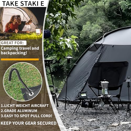10Pcs Metal Tent Pegs with Hooks. 7 inches Durable Garden Stake Ground Anchors Awning Metal Hooks. Heavy Duty, Waterproof & rustproof, Ideal for Camping, Yard Decor, Picnic & tarp(Black) - color: Blcak-10pcs
