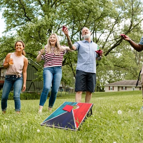 Cornhole Set 4x2 and 3X2 Regulation Size Corn Holes Sets with Carrying Bags & 8 Bean Bags Cornhole Boards Bean Toss Games for Adults Family Outdoor Beach Lawn Outside Backyard Games - style: Rustic 3’x2’