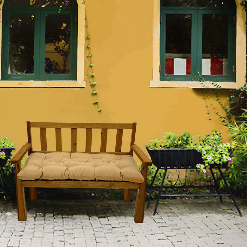 Srutirbo Waterproof Outdoor Bench Cushion, 48"x20", Swing Cushion Patio Furniture Cushions 3 Seater, for Garden Patio Furniture Lounger Bench (Khaki, 48x20 in) - color: Khaki