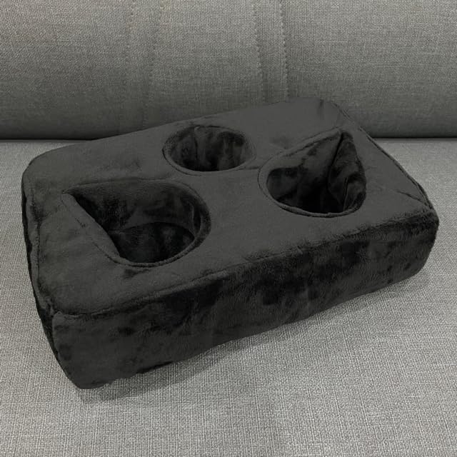 Couch Cup Holder Pillow, Couch Drinks Remotes Holder for Center of Couch, for Sofa, Bed, RV, Car (Black) - color: Black