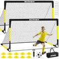Kids Soccer Goal for Backyard Set - 2 Set of 7X5 / 6X4 ft Toddler Soccer Nets Training Equipment, Soccer Ball, Pop Up Portable Soccer Set for Kids and Youth Games and Training Goals Ages 3-16 Gift - color: 1.Black Yellow